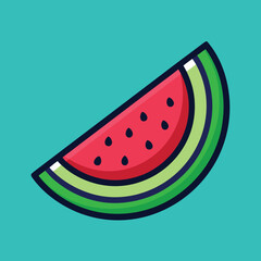 Bold single slice of juicy red watermelon icon with seeds and rind perfect for summer themes