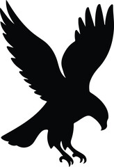 Silhouette eagle swooping down black and white simple Vector illustration