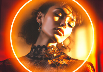 Golden Neon Halo Photo Effect