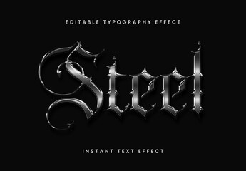 Silver Gothic Text Effect Medieval Chrome Font