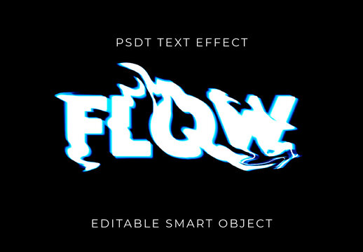 White And Blue Liquid Blurry Distortion Text Effect Abstract Fluid Font