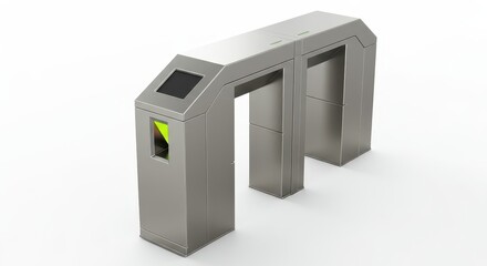 Modern automated entrance gate system features a sleek metallic design and digital interface