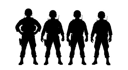 Soldiers Silhouette Art – Minimal Black and White Design