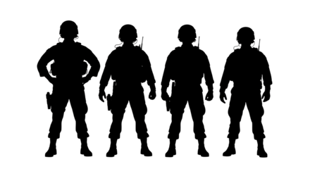 Soldiers Silhouette Art – Minimal Black and White Design