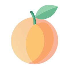 Soft pastel vector illustration of a ripe peach fruit icon with a gentle gradient and clean lines