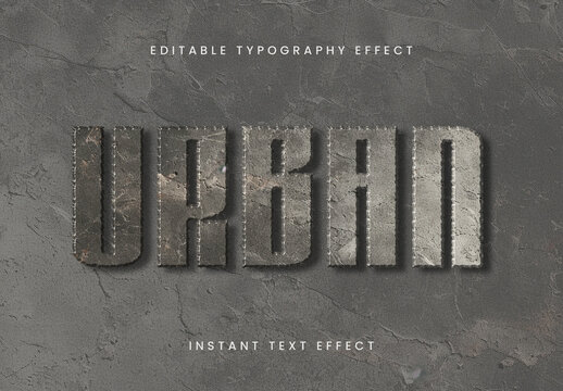 Gray Concrete Grunge Text Effect Stone Block Font
