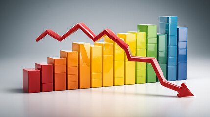 Digital graphic showing a steep downward financial trend, representing economic loss, market pressure, trading risk and unstable investment performance in a modern data environment