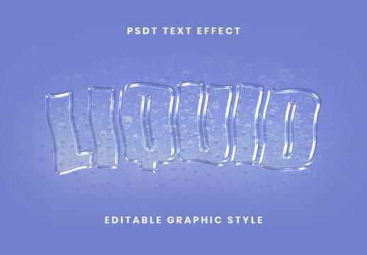 Transparent Bubbles Text Effect Liquid Glossy Font