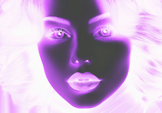Purple And Black Neon Negative Photo Effect
