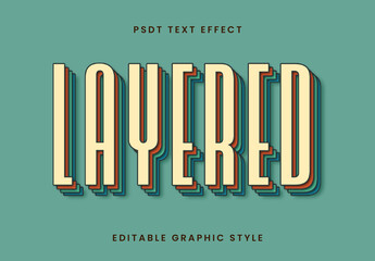 Colorful Retro Layered Text Effect Vintage 3D Font
