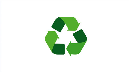 Logotipo de reciclagem sobre fundo branco transmite mensagem de preservação ambiental, redução de resíduos, reaproveitamento e incentivo ao cuidado contínuo com o planeta