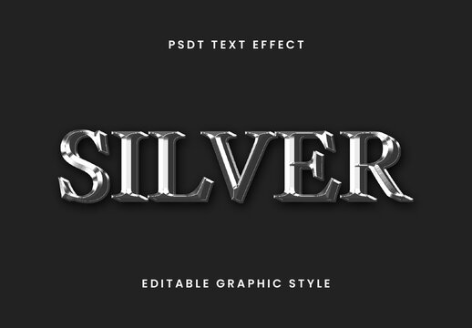 Black And Silver Realistic 3D Silver Text Effect Metallic Luxury Font