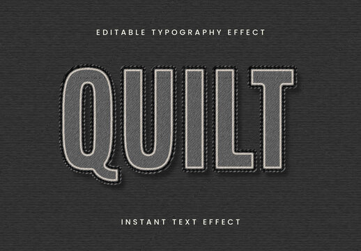 Gray And Black Stitching Embroidery Text Effect Fabric Textile Font