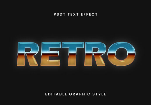 Blue And Orange 80s Retro Style Text Effect Chrome Gradient Font
