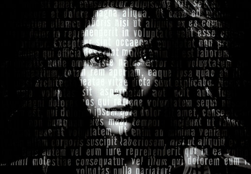 Black And Grey Text Portrait Photo Effect