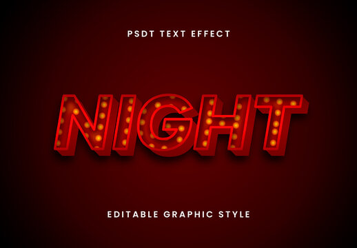Red Lightbulb Text Effect Bulb Retro Font