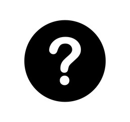white question mark icon on round clack circle on transparent background