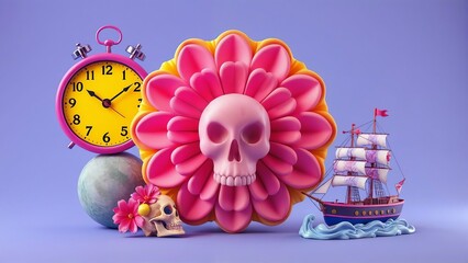 skull and bones on white background