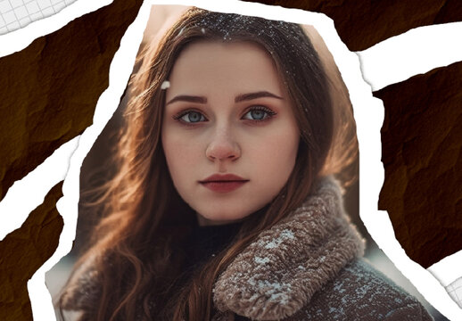 Brown And White Cut Out Portrait Photo Effect