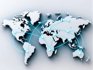 Naklejka premium Connecting continents through data and technology in a digital world