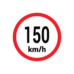 Speed limit sign 150 km h icon vector design illustration