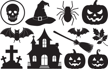 Obraz premium Halloween SVG Bundle, Trunk treat halloween silhouette-Halloween Silhouette Collection Graphic by Print