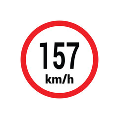 Speed limit sign 157 km h icon vector design illustration