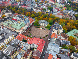 Aerial view of old town of Krakow in Poland, Europe