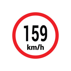 Speed limit sign 159 km h icon vector design illustration