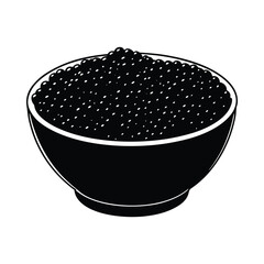 Black caviar in a round bowl illustration food fish