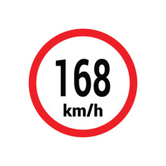 Speed limit sign 168 km h icon vector design illustration