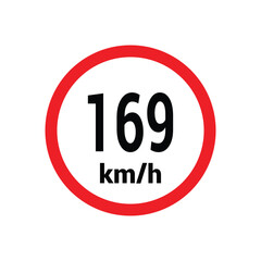 Speed limit sign 169 km h icon vector design illustration