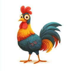 Fototapeta premium A vibrant cartoon rooster with a striking color scheme