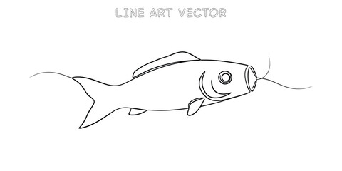 Obraz premium Japanese koi fish swimming in single continuous line art