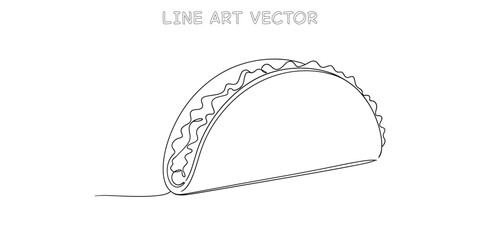 Delicious taco food in a minimalist continuous one line drawing