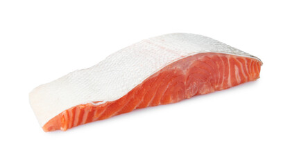 Piece of salmon fillet isolated on white