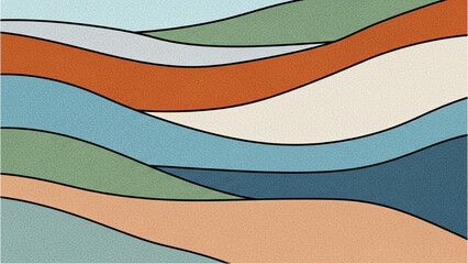 Obraz premium Abstract Landscape Art Colorful Wavy Hills with Minimalist Style Illustration