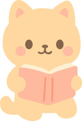 Cartoon Dog Reading a Book Illustration