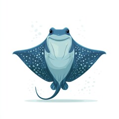 A charming illustration of a spotted eagle ray with a gentle smile