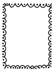 Whimsical Hand-Drawn Frames with Wavy Curly Lines, Black Playful Doodle Borders and Squiggly Vertical Frames