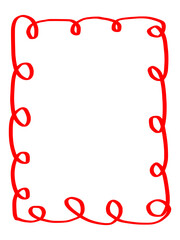 Red Rectangular Frame, Wavy Squiggly Line Border Vector Illustration on White Background