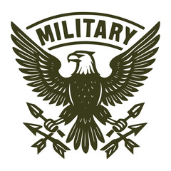 Military Eagle Emblem Logo – Powerful Army Symbol Design Tactical Eagle Emblem – Retro Army Badge Vector Strong Eagle Shield Logo – Military Honor Symbol