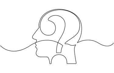 Question mark vector one line drawing.