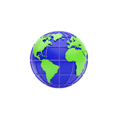 Fototapeta premium A 3d rendering of a globe isolated on transparent background, showing continents and oceans