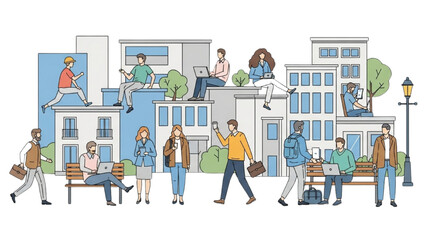 People Using Technology in Urban Public Space