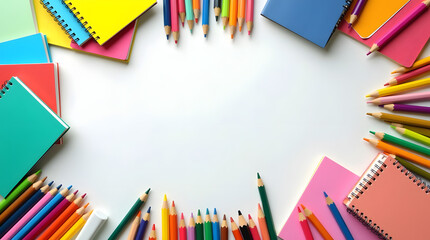 Bright school supplies ready for creative learning and projects