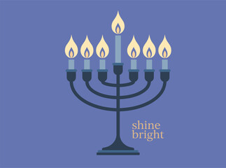 This Hanukkah vector features a beautiful menorah, dreidel, and Jewish holiday elements perfect for festive cards, decorations, and print designs.