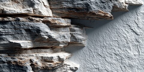 rock wall texture, black and gray tones, abstract background, smooth surfaces juxtaposed with rugged features, suitable for website banners, social media headers, and presentation backgrounds