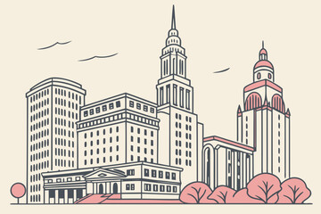 Obraz premium Flat modern design of Newark skyline pastel minimal art 