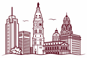Obraz premium Minimal vector of Philadelphia skyline flat gradient tone 